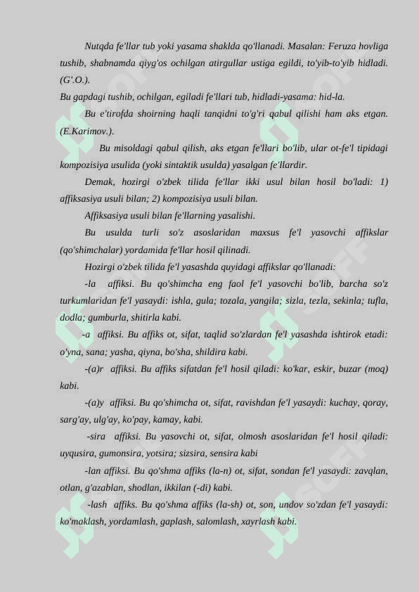 Fe'llarning yasalishi modal formalari. To'liqsiz va ko'makchi fe'llar 2