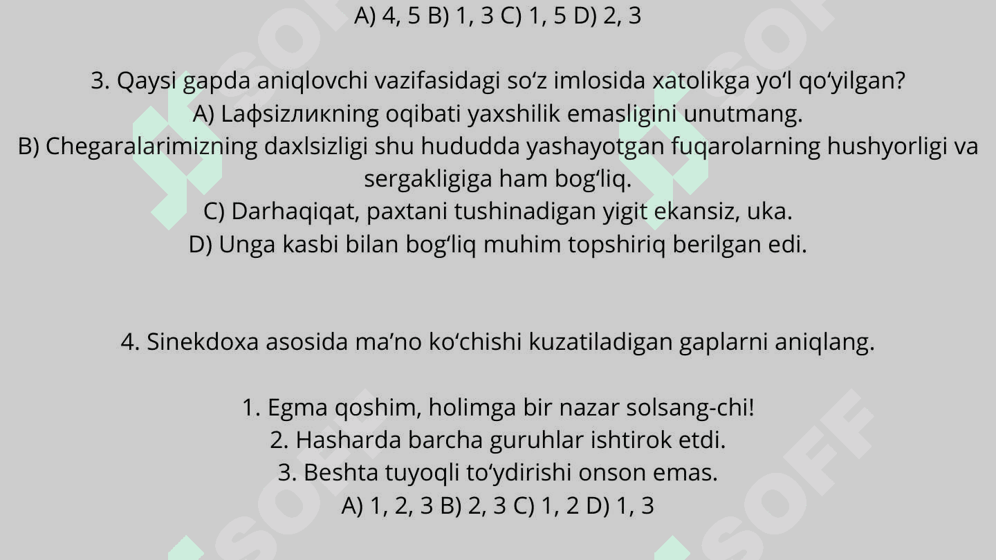 Ona tilidan testlar 2