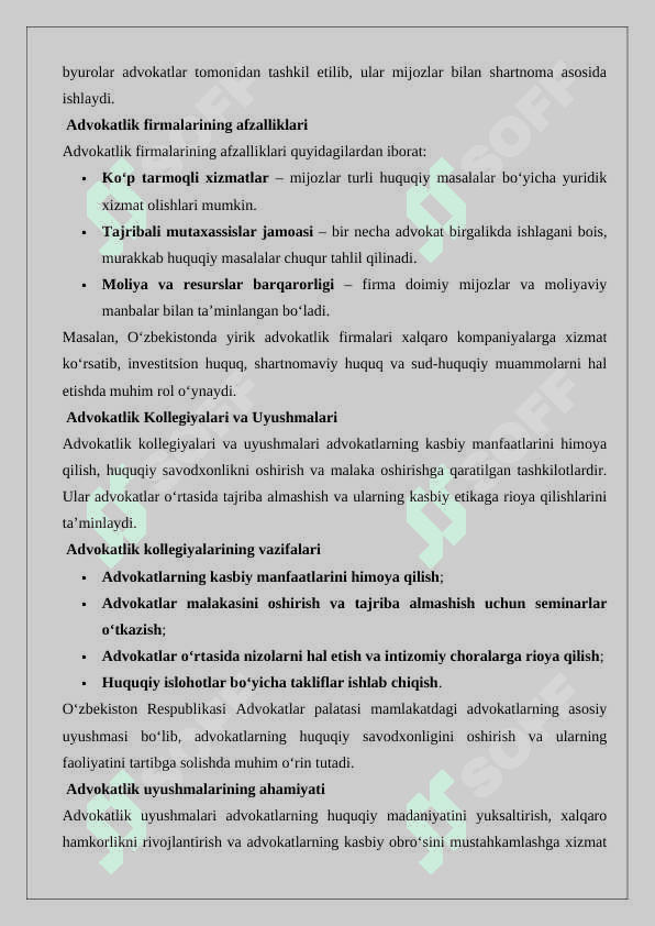 Advokatlik faoliyatining tashkiliy-huquqiy shakllari 7