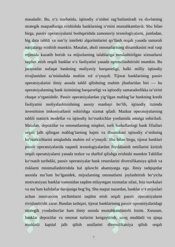 Tijorat banklari faoliyatida passiv operatsiyalari  tarkibi. KURS ISHI 6