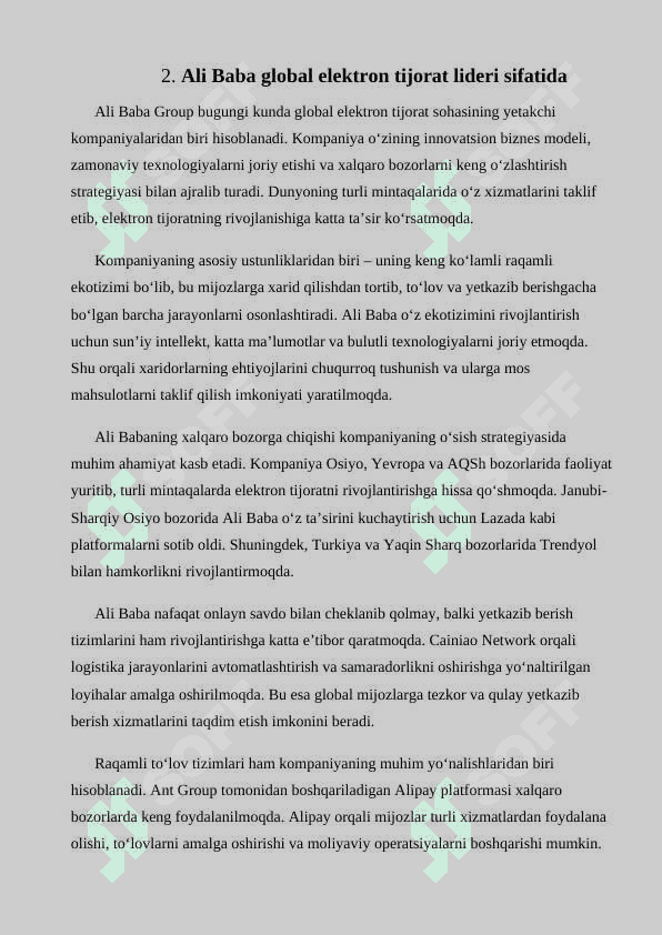 Ali Baba raqamli iqtisodiyotida global elektron tijorat lideri sifatida 7