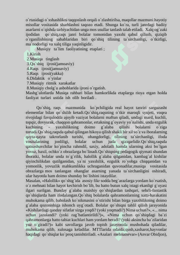 Maktabgacha ta’lim muassasalarida musiqa mashg‘ulotlarning maqsad va vazifalari 3