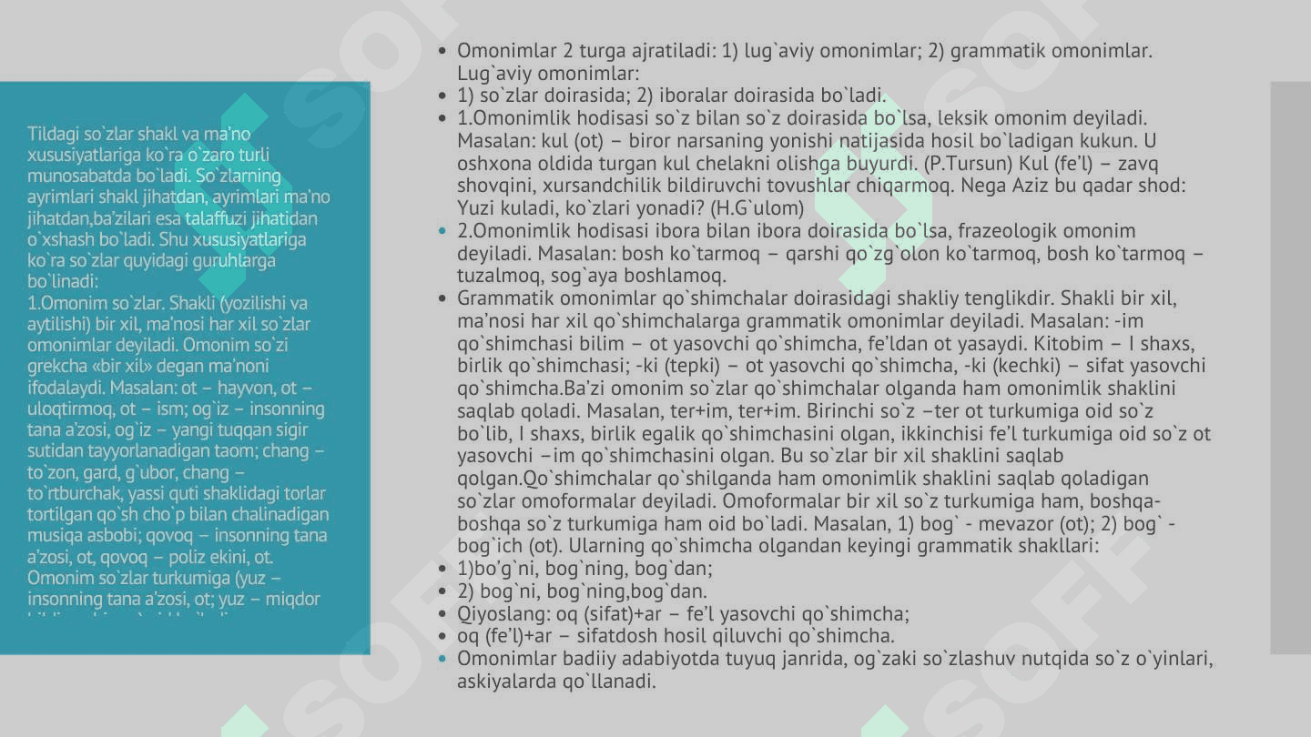 So‘zlarning shakl va ma’no munosabatiga ko‘ra turlari 3