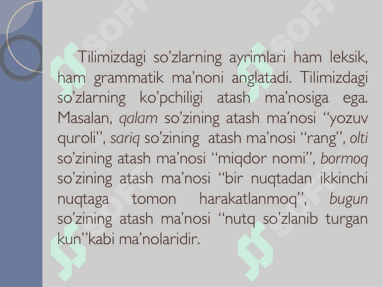 So‘zning leksik va grammatik ma‘nosi 6