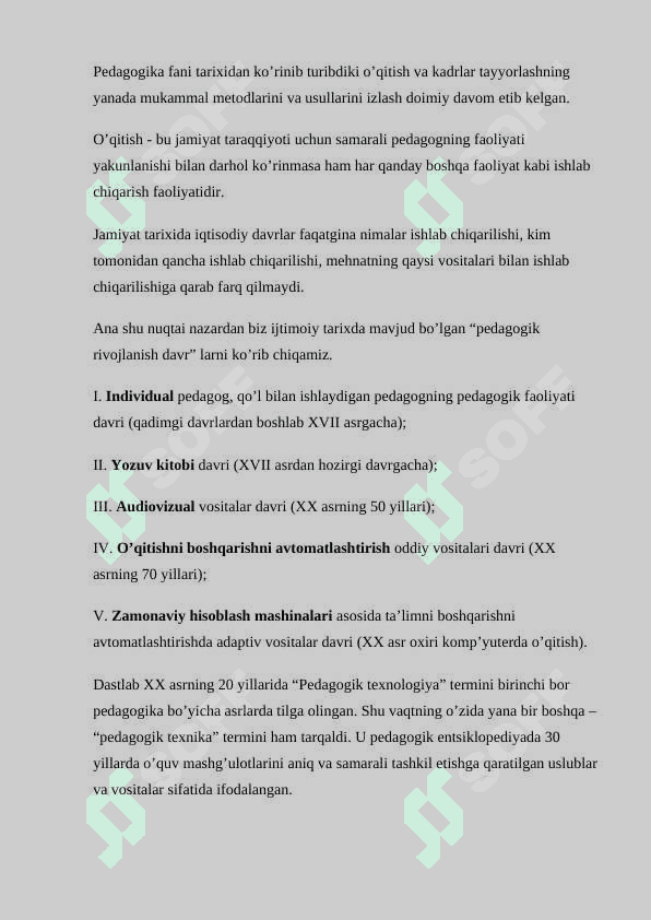 PEDAGOGIK TEXNOLOGIYANING RIVOJLANISH BOSQICHI 2