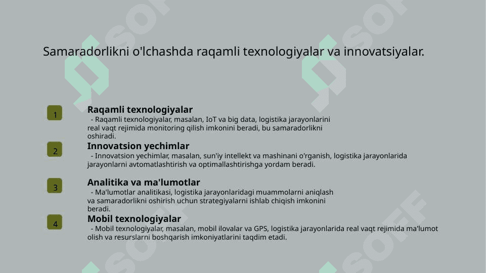 Logistik  operatsiyalarining samaradorligini baholash usullari 4