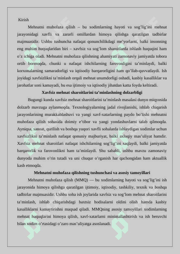 Mehnatni muhofaza qilish 2