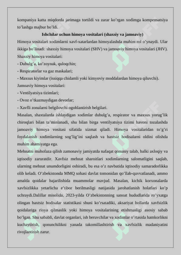 Mehnatni muhofaza qilish 6
