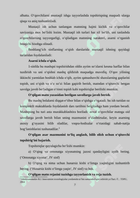 O’quvchilarning mustaqil ijodiy ishlarini tashkil etish 7