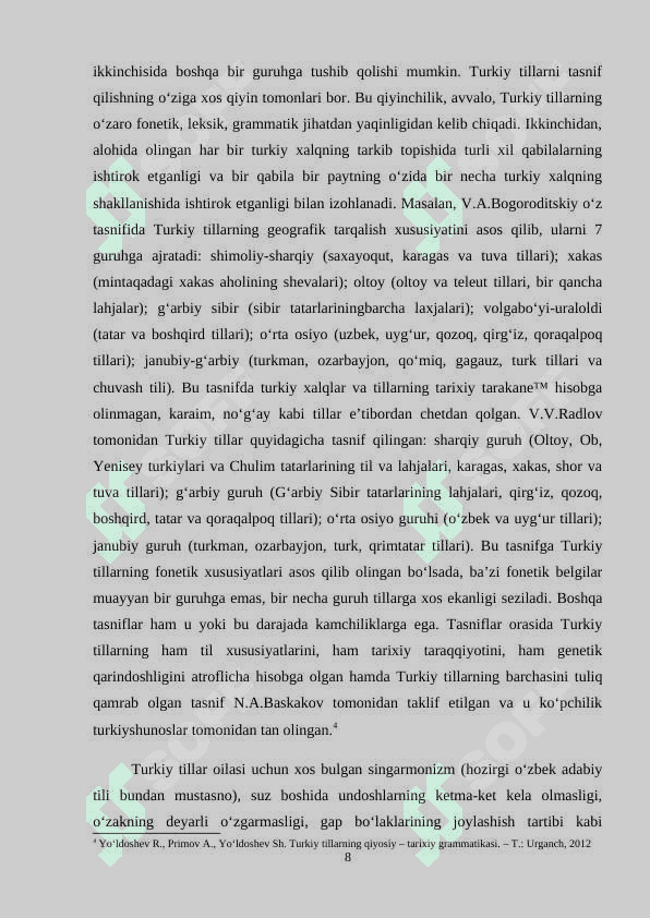Turkiy tillarda kelishiklar va ularning tarixiy variantlari 8