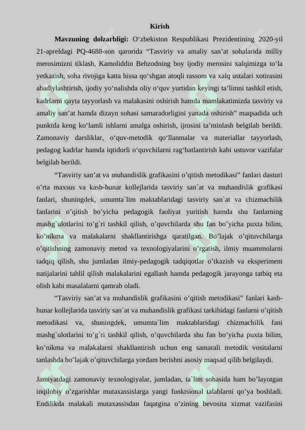 Tasviriy san'at xonasini tashkil etish va jihozlash qonun qoidalari 2