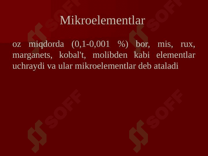 mavzu: Tuproqning oziq rejimi va uni boshqarish usullari 8