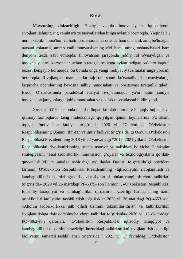 Jahon xo`jaligida innovatsion jarayonlarni rivojlantirishda globalizatsiyaning roli 2