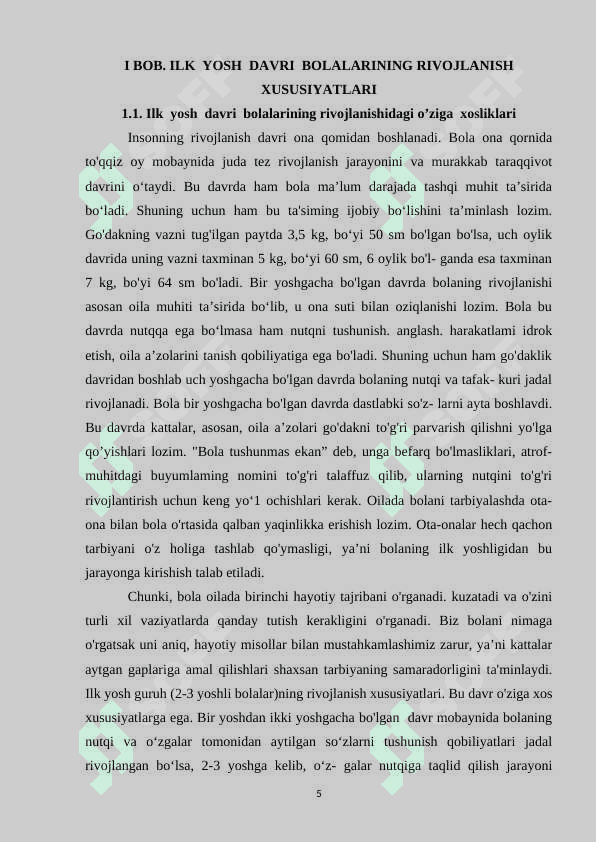 “Maktabgacha yoshdagi bolalarning rivojlanishi va ta’lim-tarbiyaning o’ziga xosligi 5