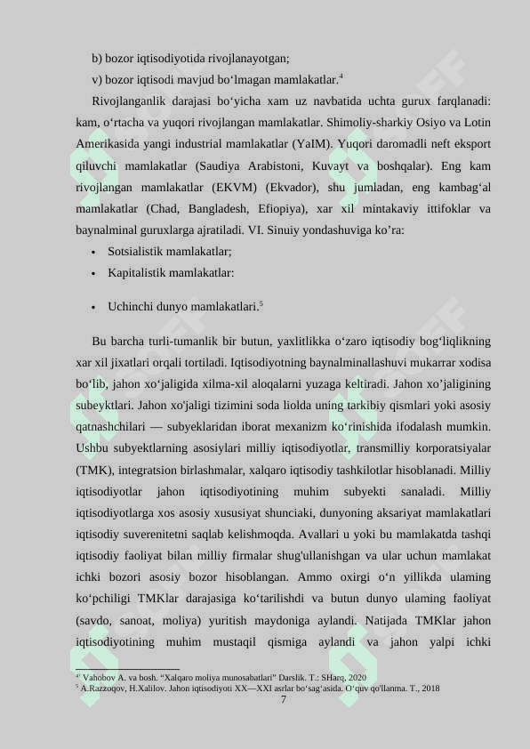 Jahon xo’jaligining shakllanishi va rivojlanishi 7