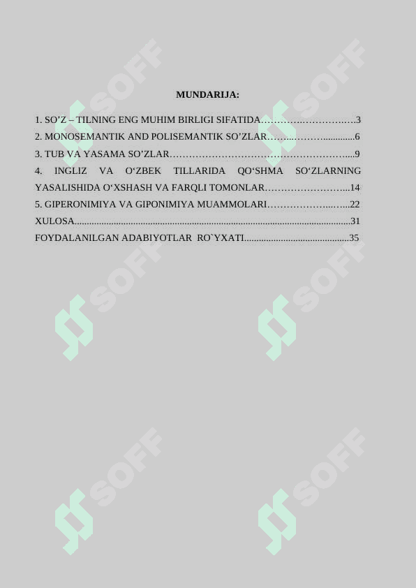 “MONOSEMIYA, POLISEMIYA, GIPERONIMIYA VA GIPONIMIYA MUAMMOLARI’’ K.doc 2