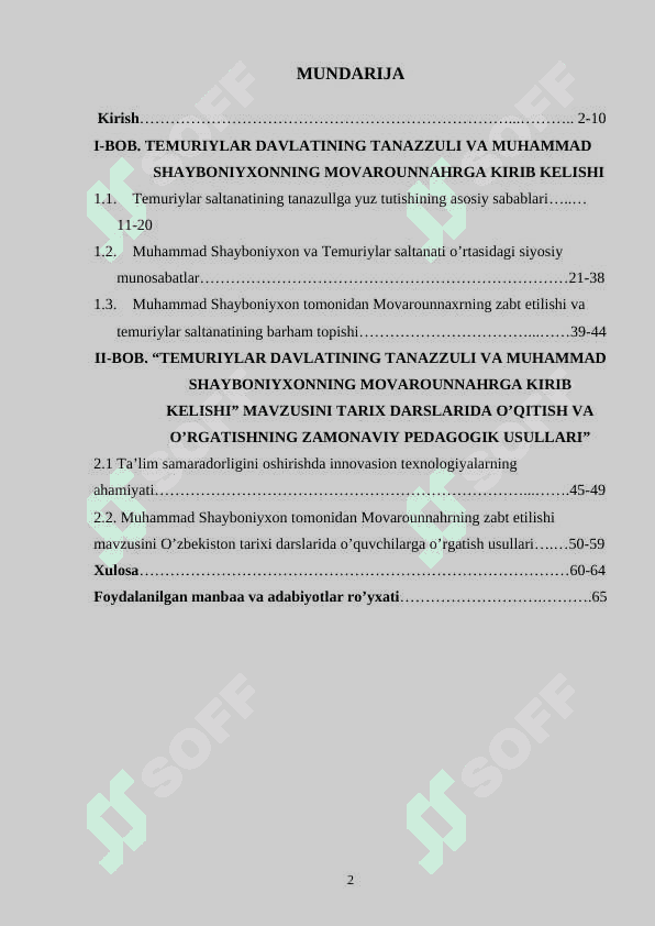 “Muhammad Shayboniyxon tomonidan Movarounnahrning zabt yetilishi” mavzusini O’zbekiston tarixi darslarida o’quvchilarga o’rgatish usullari K.doc 2