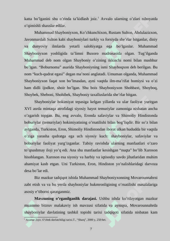 “Muhammad Shayboniyxon tomonidan Movarounnahrning zabt yetilishi” mavzusini O’zbekiston tarixi darslarida o’quvchilarga o’rgatish usullari K.doc 7