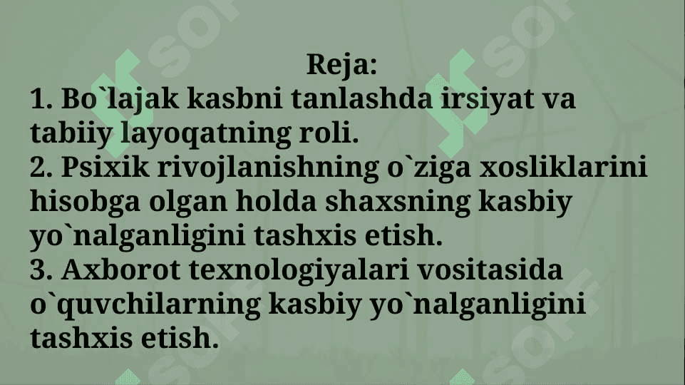 O’QUVCHILARNI KASBGA YO'NALTIRISHDA PEDAGOGIK DIAGNOSTIKA 2