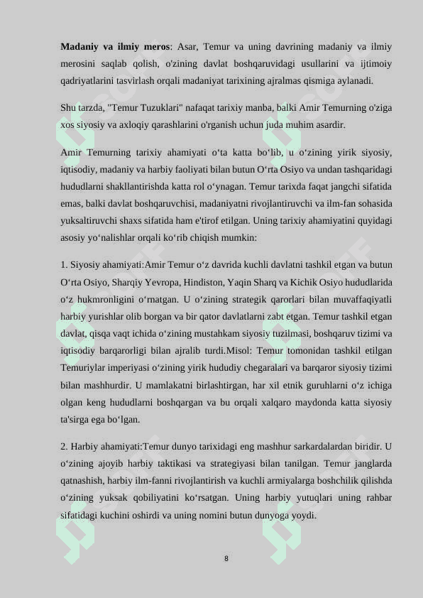 AMIR TEMURNING “TEMUR TUZUKLARI” ASARIDA VATANPARVARLIK G‘OYALARINING ULUG‘LANISHI 8