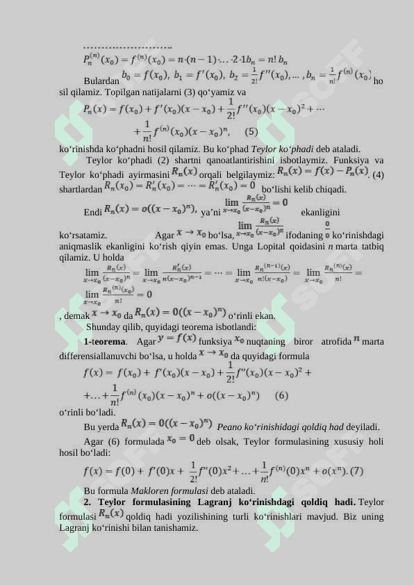 Teylor formulasi 2