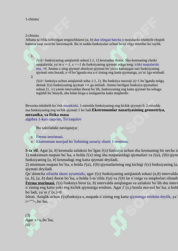 Ekstremumlar nazariyasining geometriya, mexanika, va fizika masalalariga tadbiqlari 2