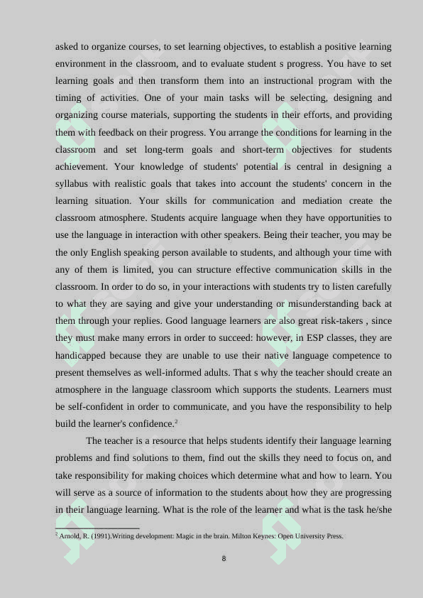 A PRACTICAL APPROACH TO TEACHING EXPOSITORY WRITING TO ESP STUDENTS 8
