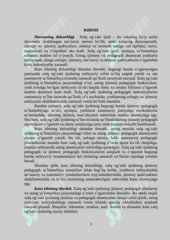 BOSHLANG’ICH SINF O’QUVCHILARIGA BILIM BERISHDA XALQ OG’ZAKI IJODIDAN FOYDALANISH. 3