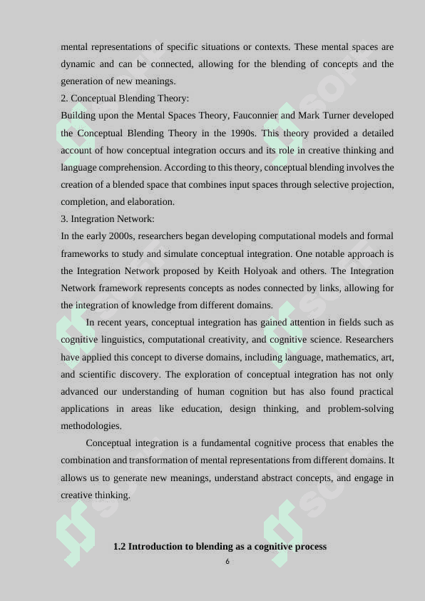 BLEND, INPUT, CROSS-DOMAIN CONCEPTS OF CONCEPTUAL INTEGRATION 6