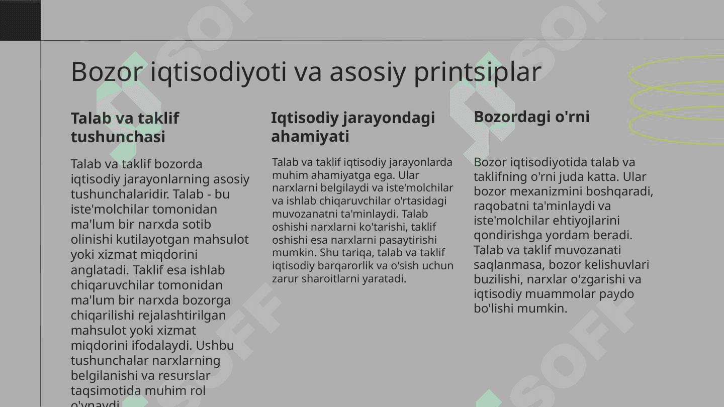 Bozor iqtisodiyotida talab va taklifning ahamiyati 3