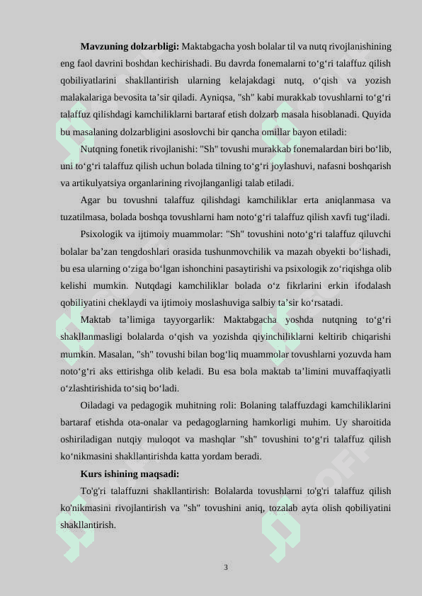 Maktabgacha yoshdagi bolalarning sh tovushi talaffuzidagi kamchiliklarini bartaraf etish 3