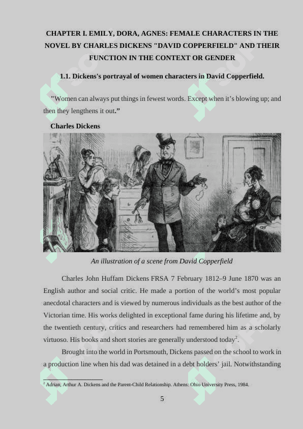 Emily, Dora, Agnes: female characters in the novel by Charles Dickens "David Copperfield" and their function in the context or gender 5