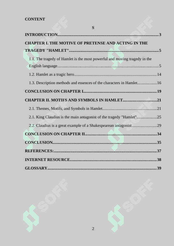 THEME: THE MOTIVE OF PRETENSE AND ACTING IN THE TRAGEDY "HAMLET" 2