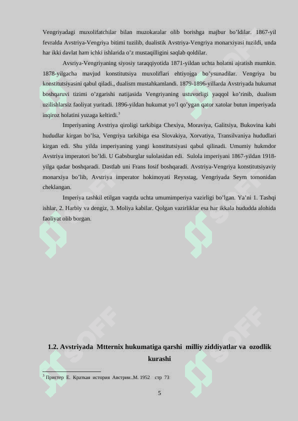 AVSTRIYA IMPERIYASIDA METTERNIX HUKUMATINING REAKSION ICHKI VA TASHQI SIYOSATI. 5