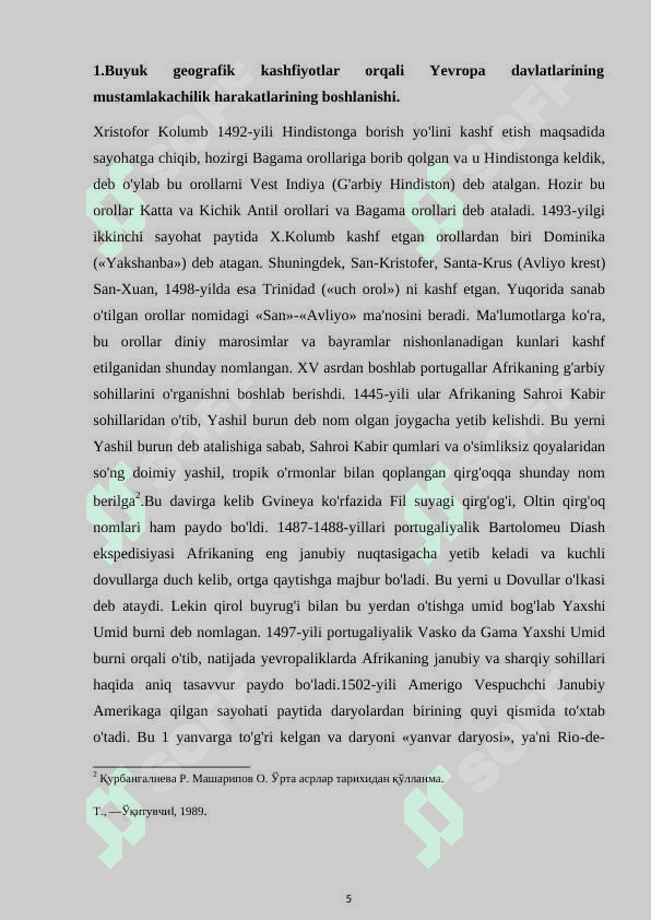 Yevropada mustamlakachilik harakatlarining boshlanishi 5