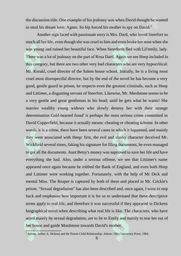 Ways of characterizing in the novel by Charles Dickens' "David Copperfield". 6