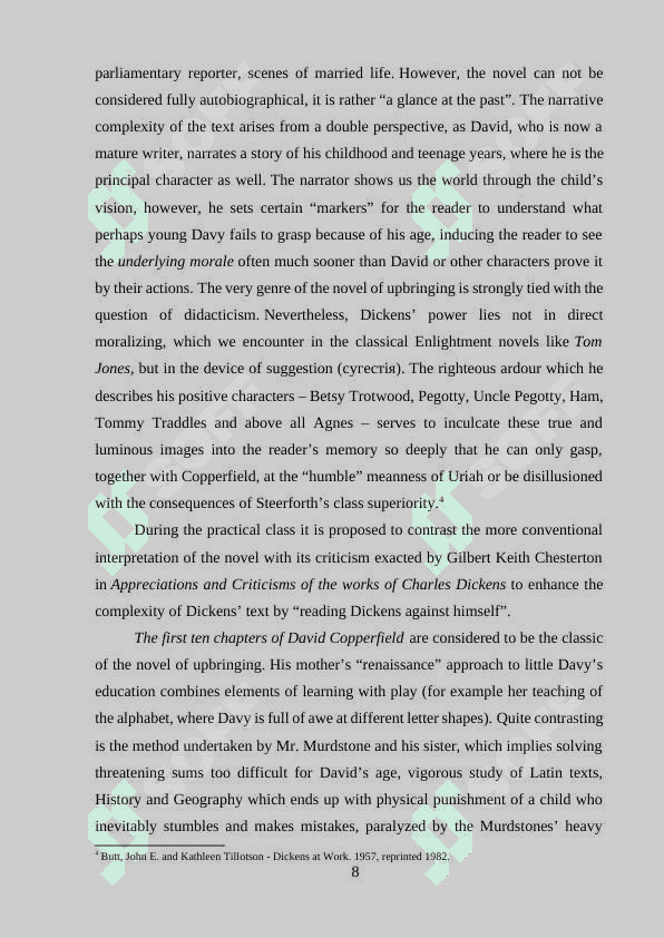 Ways of characterizing in the novel by Charles Dickens' "David Copperfield". 8