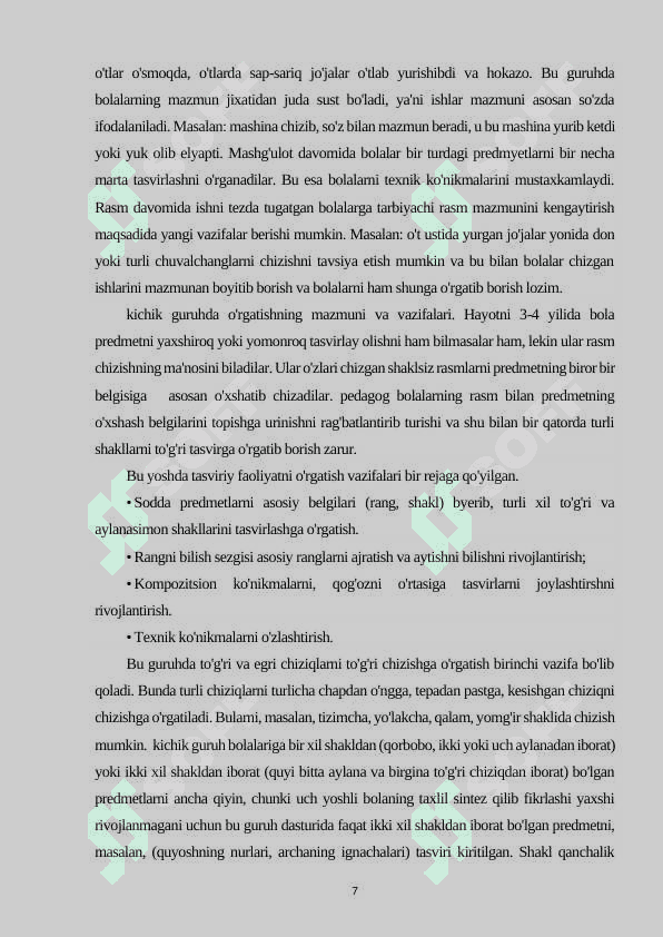 Maktabgacha ta'lim tashkilotida bolalarni tasviriy faoliyatga o‘rgatishda rasm turlari 7