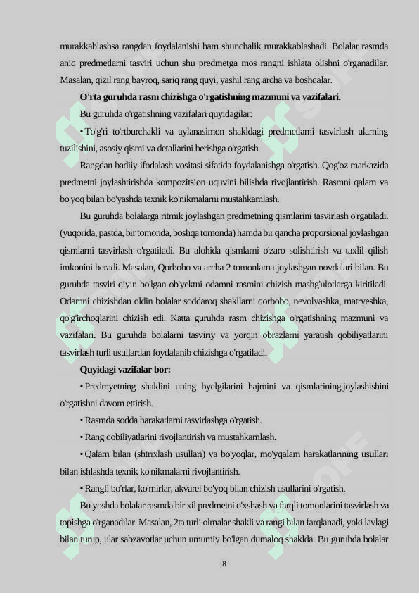 Maktabgacha ta'lim tashkilotida bolalarni tasviriy faoliyatga o‘rgatishda rasm turlari 8
