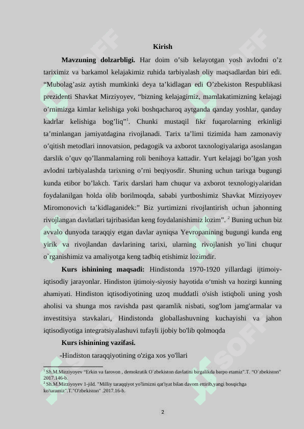 Hindistonda 1970-1920 yillardagi ijtimoiy-iqtisodiy jarayonlar. 2