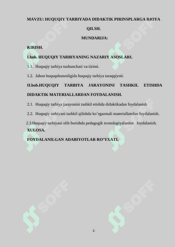 HUQUQIY TARBIYADA DIDAKTIK PIRINSPLARGA RIOYA QILSH. 2