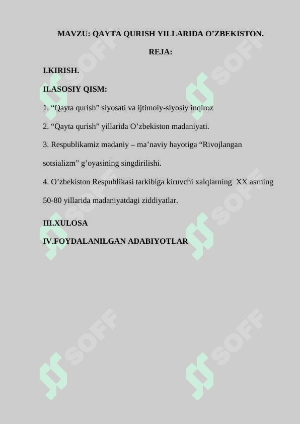 QAYTA QURISH YILLARIDA O’ZBEKISTON 2