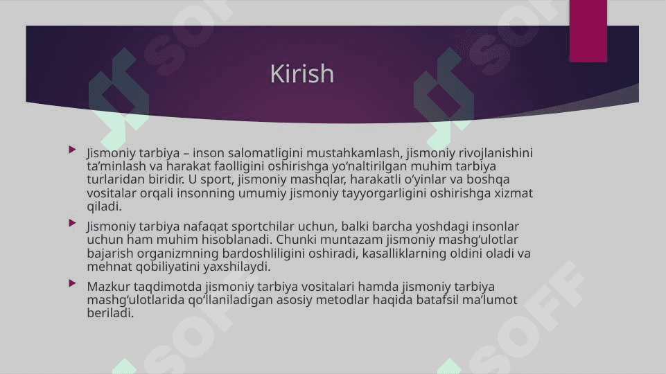Jismoniy tarbiya vositalari. Jismoniy tarbiya mashg'ulotlarida qo'llaniladigan jismoniy tarbiya metodlari 3