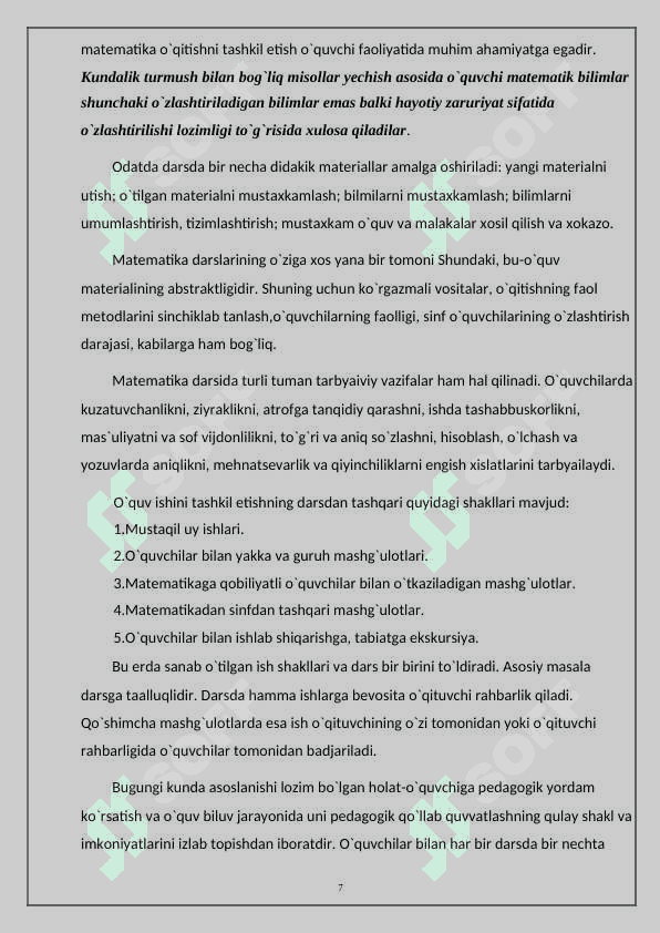 Boshlang'ich sinflarda matematikani o'qitishning ilmiy jihatlari   metodik tavsiyanoma 7