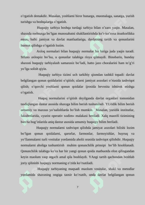 HUQUQIY TARBIYANING ASOSIY YO’NALISHLARI 7