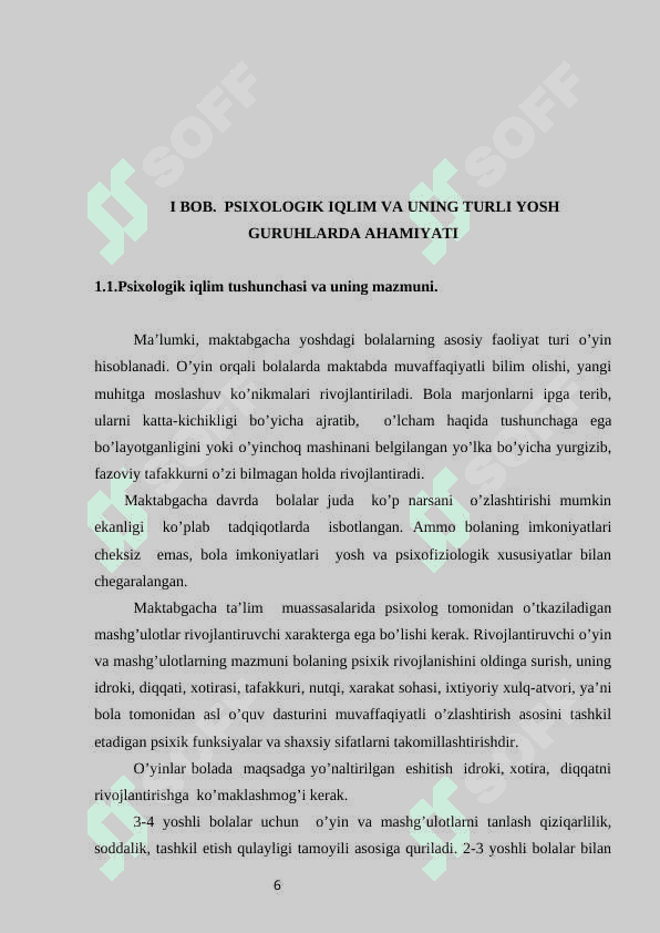 TURLI YOSH GURUHLARDA PSIXOLOGIK IQLIMNI O’RGANISH METODIKASI. 6