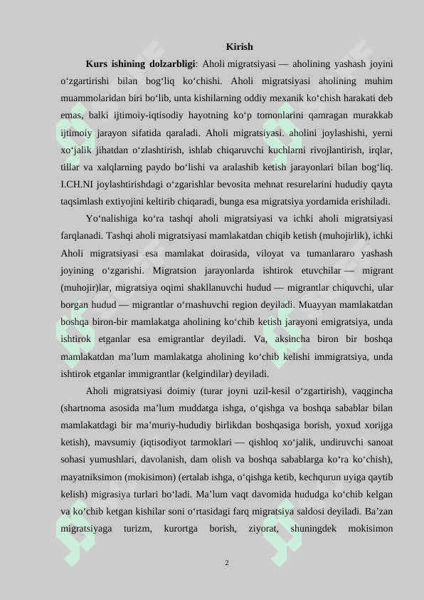 AHOLI MIGRATSIYASI VA UNING TASNIFI 2