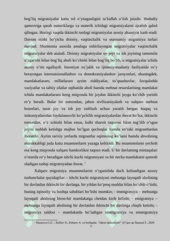 AHOLI MIGRATSIYASI VA UNING TASNIFI 5
