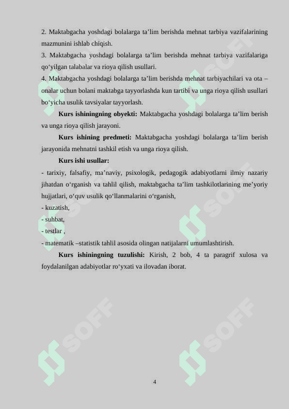 “ILK QADAM” DASTURI ASOSIDA FAOLIYAT MARKAZLARIDA MAKTABGACHA YOSHDAGI BOLALAR MEHNATINI TASHKIL QILISH. 4