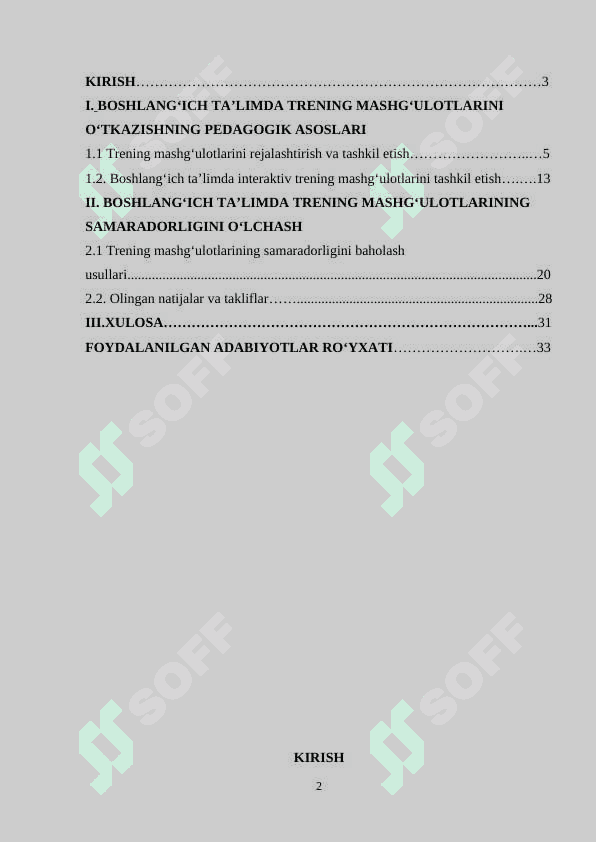 BOSHLANG’ICH O ‘QITUVCHILARI UCHUN SEMENAR- TRENING MASHG‘ULOTLARINI  TASHKIL ETISH. 2